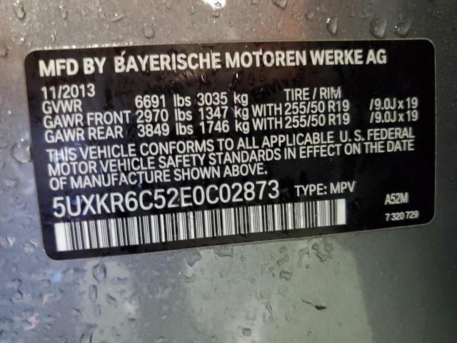 5UXKR6C52E0C02873 - 2014 BMW X5 XDRIVE50I GRAY photo 13