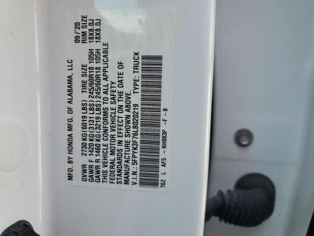 5FPYK3F76LB020219 - 2020 HONDA RIDGELINE RTL Ağ foto 13