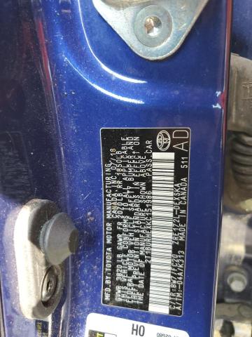 2T1BURHEXKC151986 - 2019 TOYOTA COROLLA L Mavi foto 13