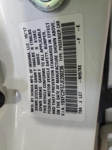 19XFC2F57JE200236 - 2018 HONDA CIVIC LX თეთრი ფოტო 12