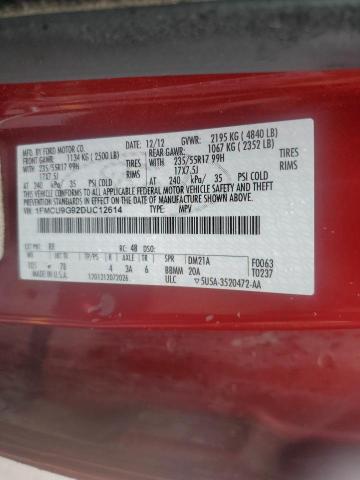 1FMCU9G92DUC12614 - 2013 FORD ESCAPE SE RED photo 13