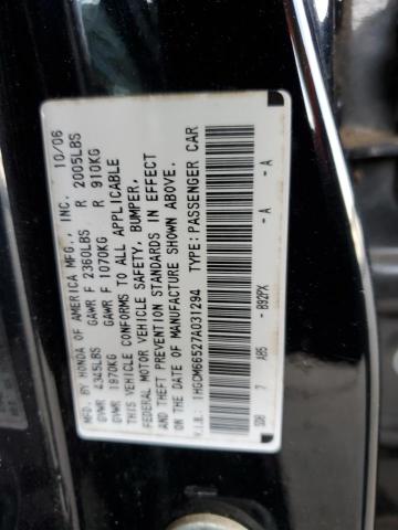 1HGCM66527A031294 - 2007 HONDA ACCORD EX BLACK photo 12