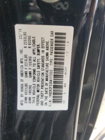 1HGCR2F53GA177200 - 2016 HONDA ACCORD SPORT შავი ფოტო 12