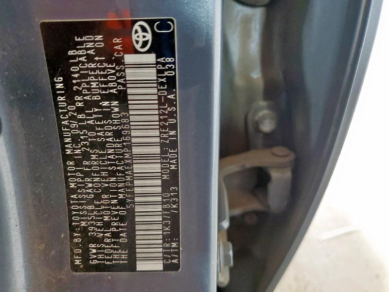 5YFEPMAEXMP169683 - 2021 TOYOTA COROLLA LE 蓝色 照片 13