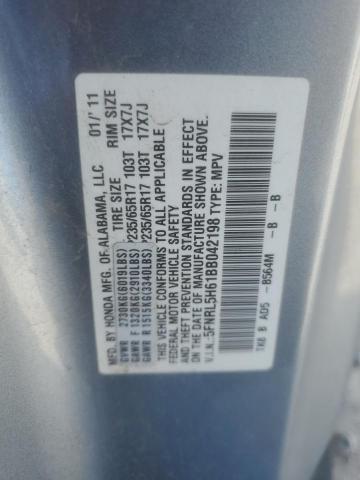 5FNRL5H61BB042198 - 2011 HONDA ODYSSEY EXL SILVER photo 13