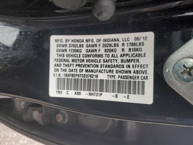 19XFB2F97CE076218 - 2012 HONDA CIVIC EXL BLACK photo 13