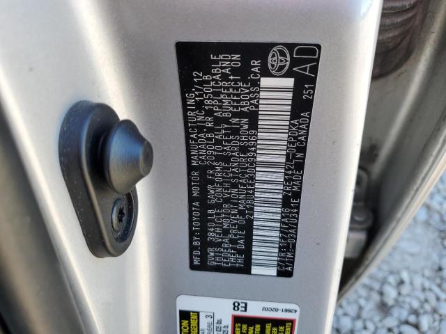2T1BU4EE3DC994969 - 2013 TOYOTA COROLLA BASE Silber Foto 12
