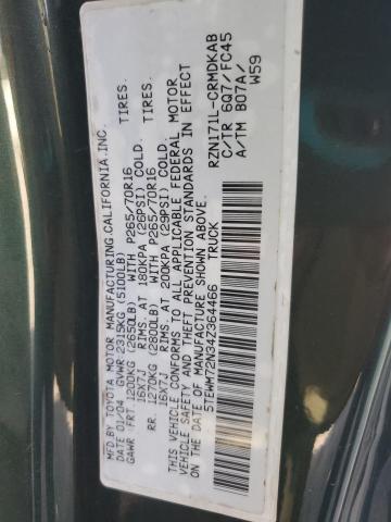 5TEWM72N34Z364466 - 2004 TOYOTA TACOMA XTRACAB 绿色 照片 12