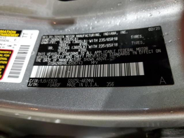 5TDHZRBH8LS506743 - 2020 TOYOTA HIGHLANDER XLE ვერცხლისფერი ფოტო 14