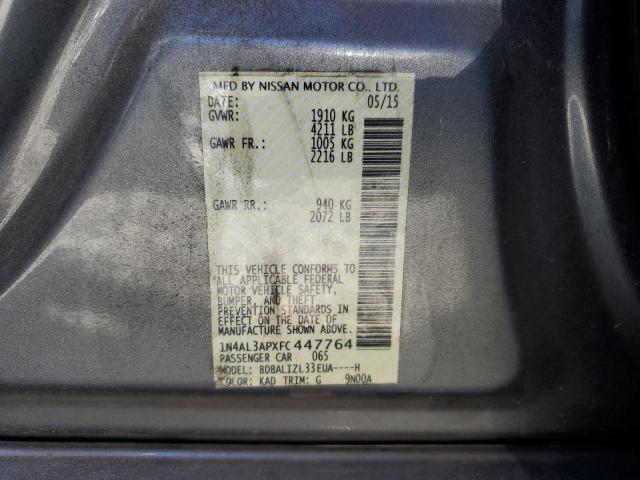 1N4AL3APXFC447764 - 2015 NISSAN ALTIMA 2.5 GRAY photo 12