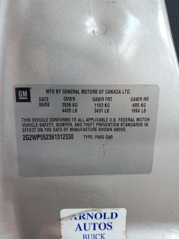 2G2WP552361312330 - 2006 PONTIAC GRAND PRIX Gümüş foto 12