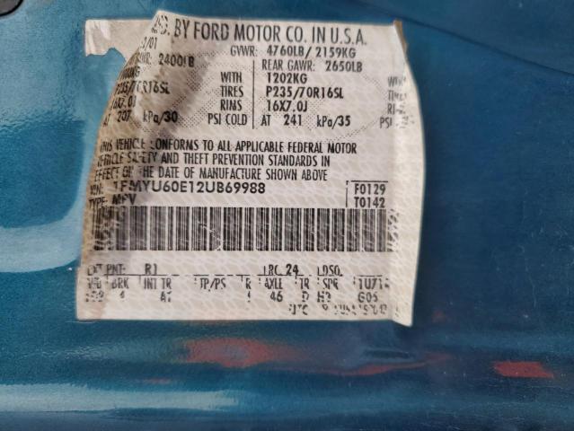 1FMYU60E12UB69988 - 2002 FORD EXPLORER SPORT 蓝色 照片 13