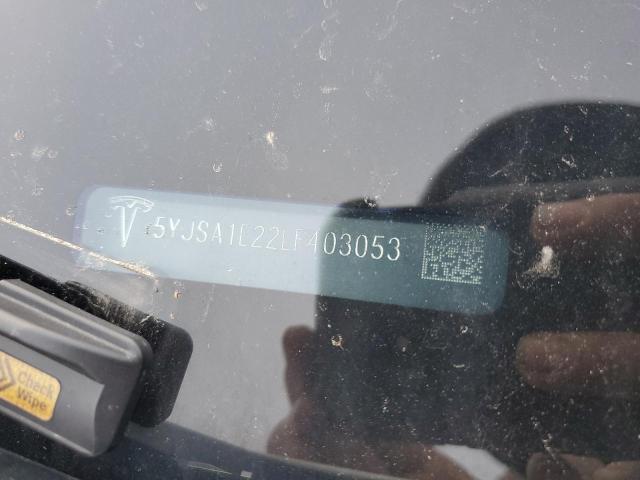 5YJSA1E22LF403053 - 2020 TESLA MODEL S WHITE photo 12