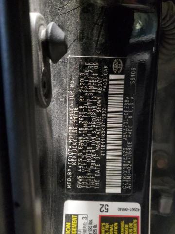 4T1B11HKXKU719832 - 2019 TOYOTA CAMRY L BLACK photo 12
