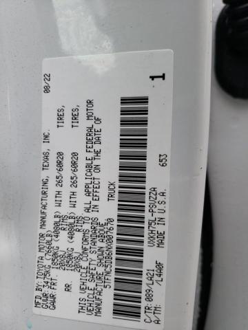 5TFNC5DB6NX007670 - 2022 TOYOTA TUNDRA CREWMAX PLATINUM Weiß Foto 12