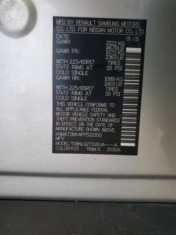 KNMAT2MV4FP532350 - 2015 NISSAN ROGUE S SILVER photo 13