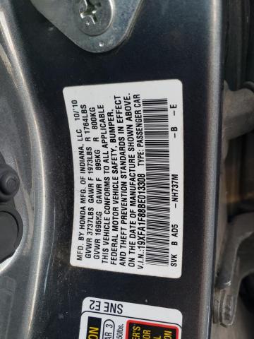 19XFA1F88BE013308 - 2011 HONDA CIVIC EX GRAY photo 12