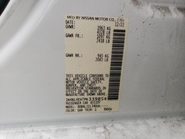 1N4BL4EV7PN339854 - 2023 NISSAN ALTIMA SL WHITE photo 12