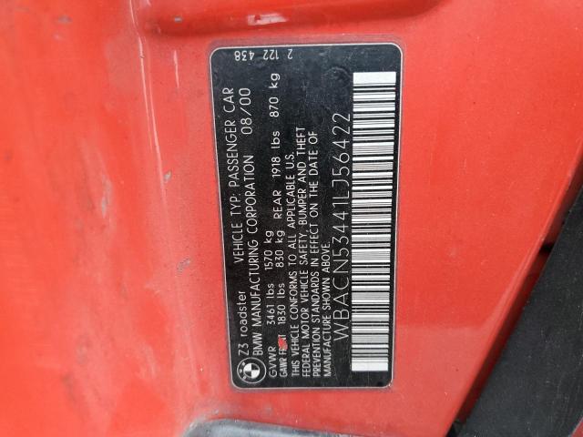 WBACN53441LJ56422 - 2001 BMW Z3 3.0 RED photo 13