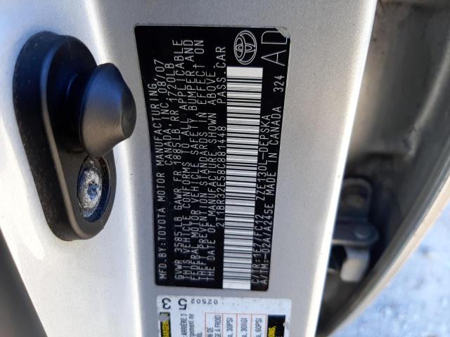 2T1BR32E58C881448 - 2008 TOYOTA COROLLA CE SILVER photo 13