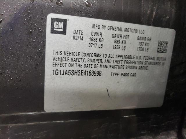 1G1JA5SH3E4168998 - 2014 CHEVROLET SONIC LS BLACK photo 12