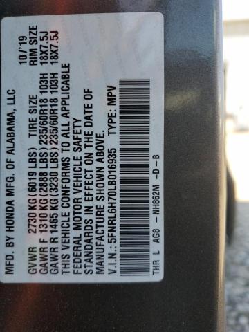 5FNRL6H70LB016935 - 2020 HONDA ODYSSEY EXL 灰色 照片 14