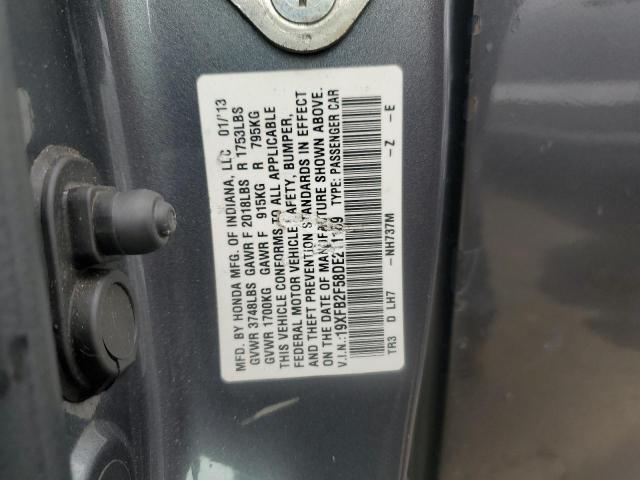 19XFB2F58DE211169 - 2013 HONDA CIVIC LX GRAY photo 12