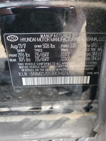 5NMZUDLBXJH076701 - 2018 HYUNDAI SANTA FE S BLACK photo 13