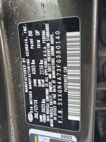 5XXGN4A73FG380140 - 2015 KIA OPTIMA EX 灰色 照片 12