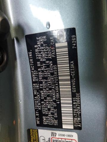 4T1BK46K47U558595 - 2007 TOYOTA CAMRY LE BLUE photo 12