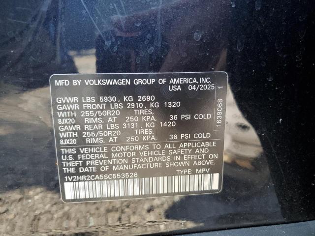 1V2HR2CA5SC553526 - 2025 VOLKSWAGEN ATLAS SE Чорний фото 13