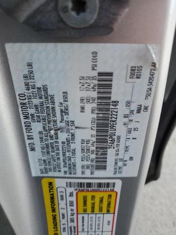 3FA6P0LU9ER222148 - 2014 FORD FUSION SE HYBRID SILVER photo 12