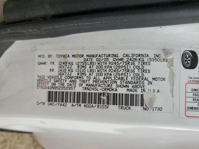 5TEUX42N95Z052957 - 2005 TOYOTA TACOMA ACCESS CAB Ağ foto 12