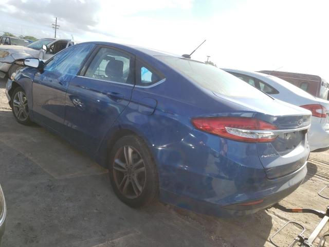 3FA6P0LU9JR273241 - 2018 FORD FUSION SE HYBRID BLUE photo 2