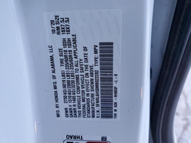 5FNRL6H50MB022282 - 2021 HONDA ODYSSEY EX WHITE photo 13