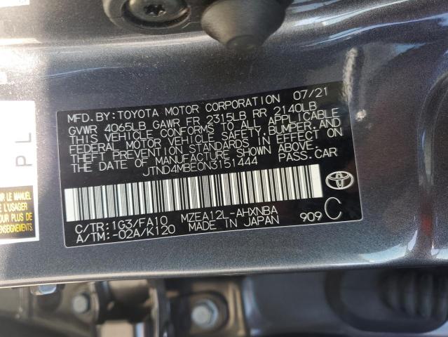 JTND4MBE0N3151444 - 2022 TOYOTA COROLLA SE GRAY photo 12