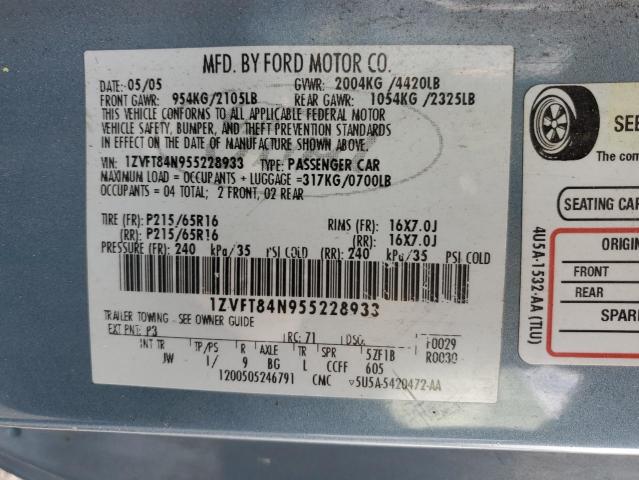 1ZVFT84N955228933 - 2005 FORD MUSTANG BLUE photo 12