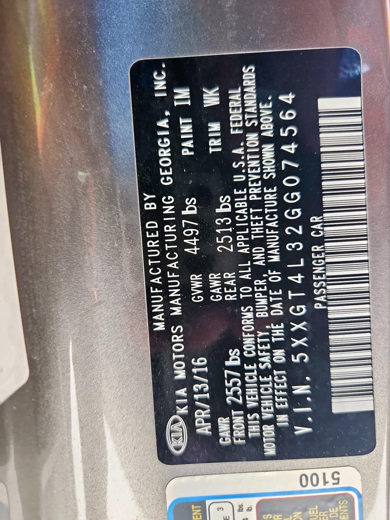 5XXGT4L32GG074564 - 2016 KIA OPTIMA LX Boz foto 12