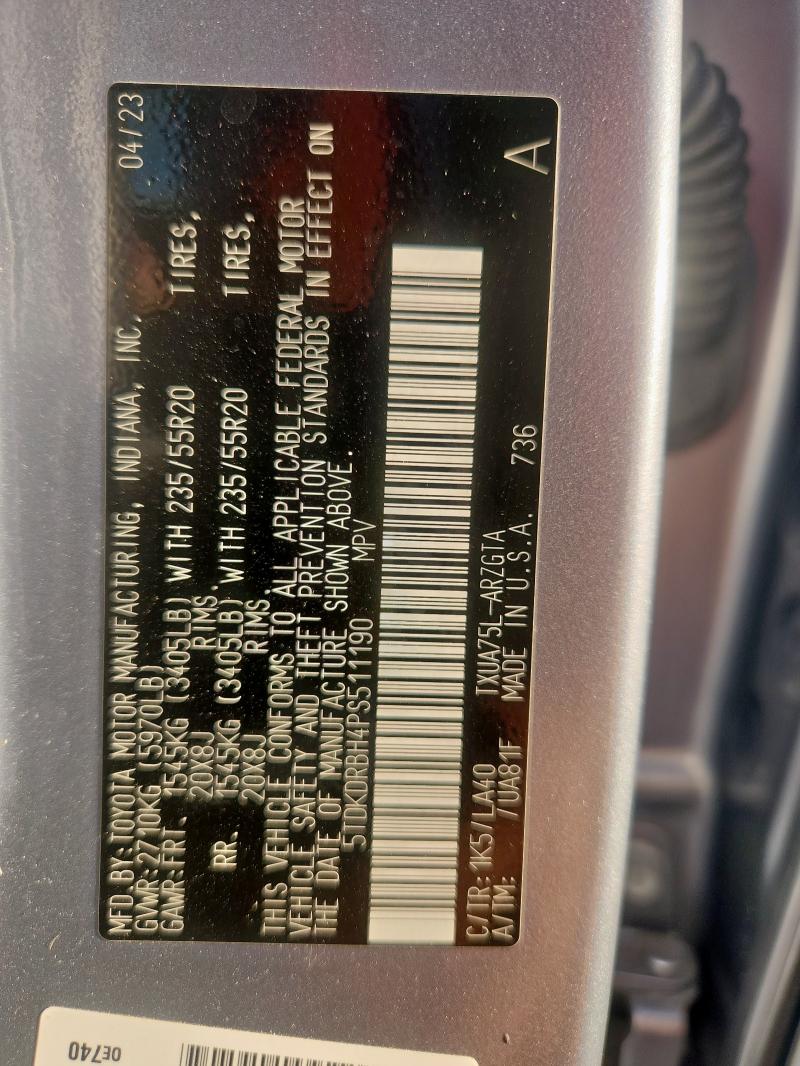 5TDKDRBH4PS511190 - 2023 TOYOTA HIGHLANDER L ლურჯი ფოტო 14