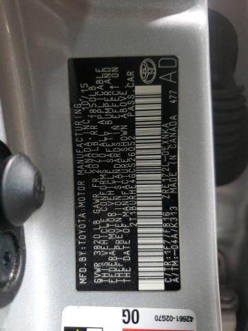 2T1BURHE4GC526052 - 2016 TOYOTA COROLLA L ვერცხლისფერი ფოტო 12