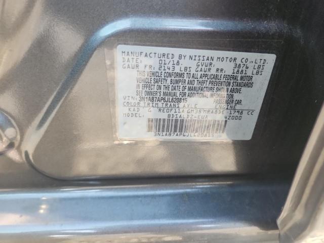 3N1AB7AP6JL620815 - 2018 NISSAN SENTRA S ნაცრისფერი ფოტო 12