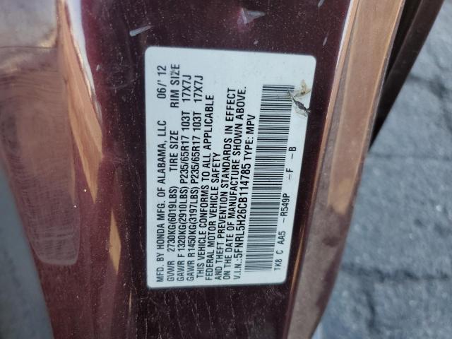 5FNRL5H26CB114785 - 2012 HONDA ODYSSEY LX BURGUNDY photo 14