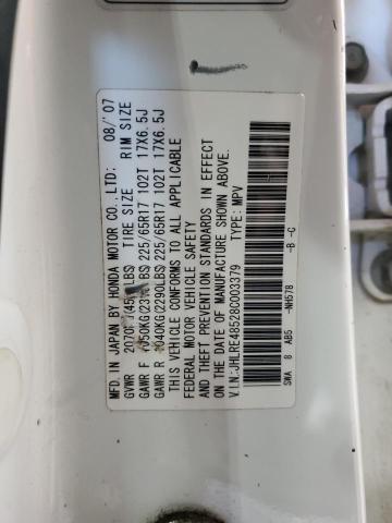 JHLRE48528C003379 - 2008 HONDA CR-V EX WHITE photo 13