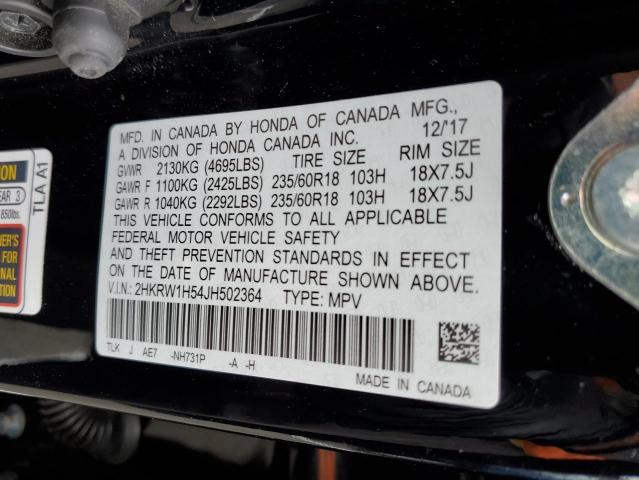 2HKRW1H54JH502364 - 2018 HONDA CR-V EX BLACK photo 12