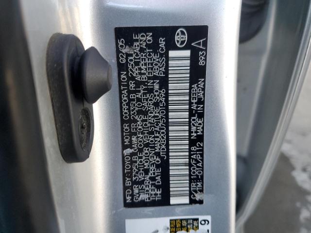 JTDKB20U757015496 - 2005 TOYOTA PRIUS GRAY photo 12