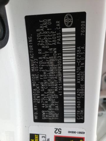 4T1G11AK9PU820531 - 2023 TOYOTA CAMRY SE NIGHT SHADE WHITE photo 13