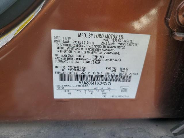 MAJ6S3GL1LC342121 - 2020 FORD ECOSPORT SE Оранжевый фото 13