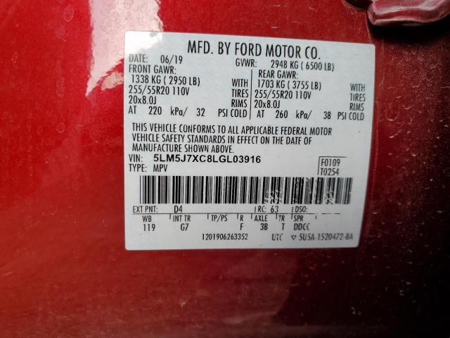 5LM5J7XC8LGL03916 - 2020 LINCOLN AVIATOR RESERVE RED photo 13