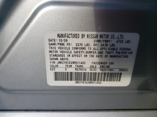 JNKCV61E29M311462 - 2009 INFINITI G37 BASE SILVER photo 12