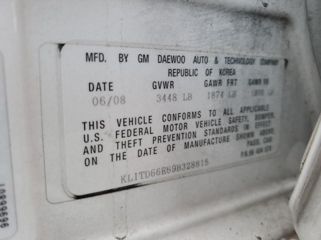 KL1TD66E69B328815 - 2009 CHEVROLET AVEO LS 白色 照片 12